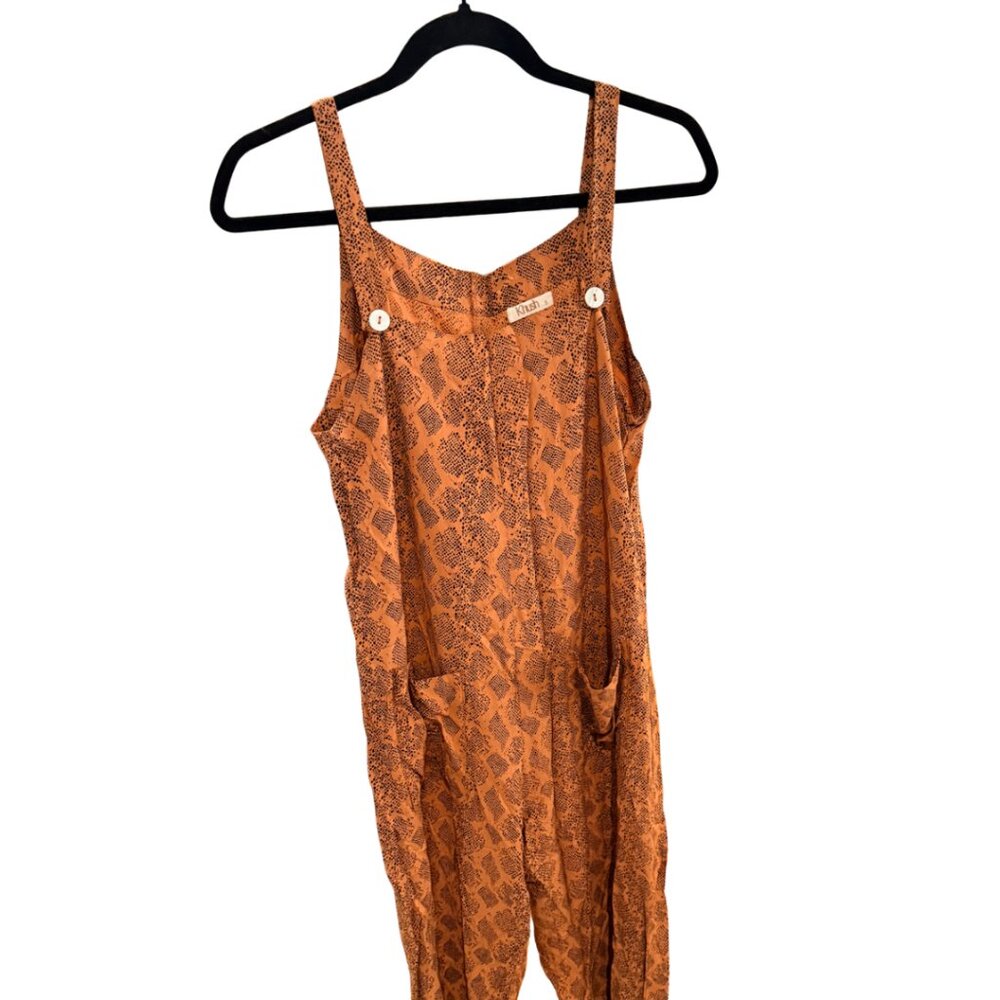 Khush Safari Jumpsuit Brown Black Animal Print, Hawaiian Design - Size Small